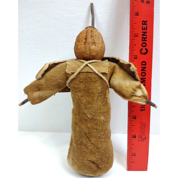 Vintage Burlap Primitive Folk Art Christmas Angel Twine Walnut Sticks Filled - Picture 4 of 5
